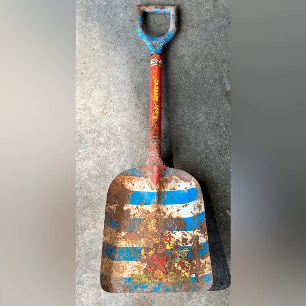 Vintage Ohio Art Metals HAPPY SANDMAN Painted Metal Toy Sand Shovel
